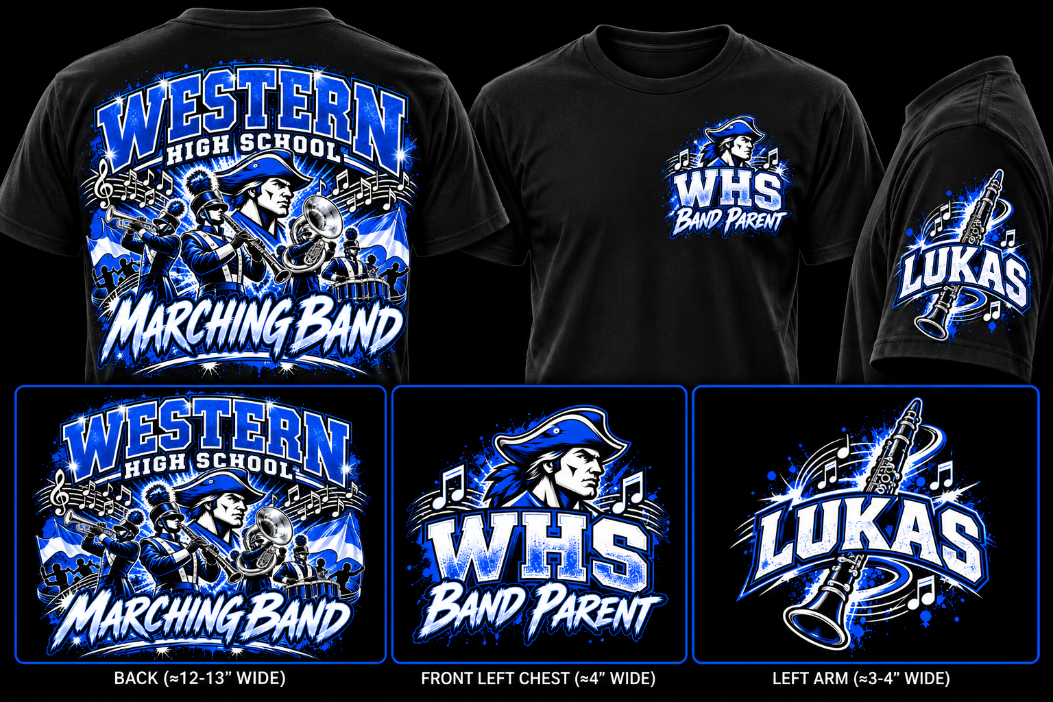 Western Marching Band shirt front and back mockup